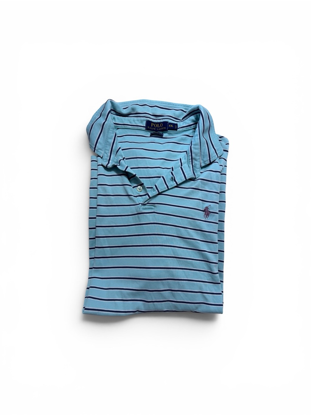 Ralph Lauren Light Blue Polo with Navy Stripes